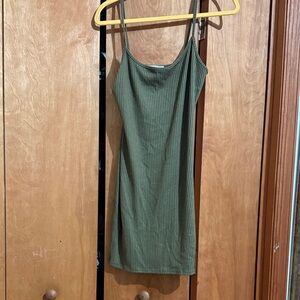 Ribbed Olive Green Slip Dress Urban Outfitters Large